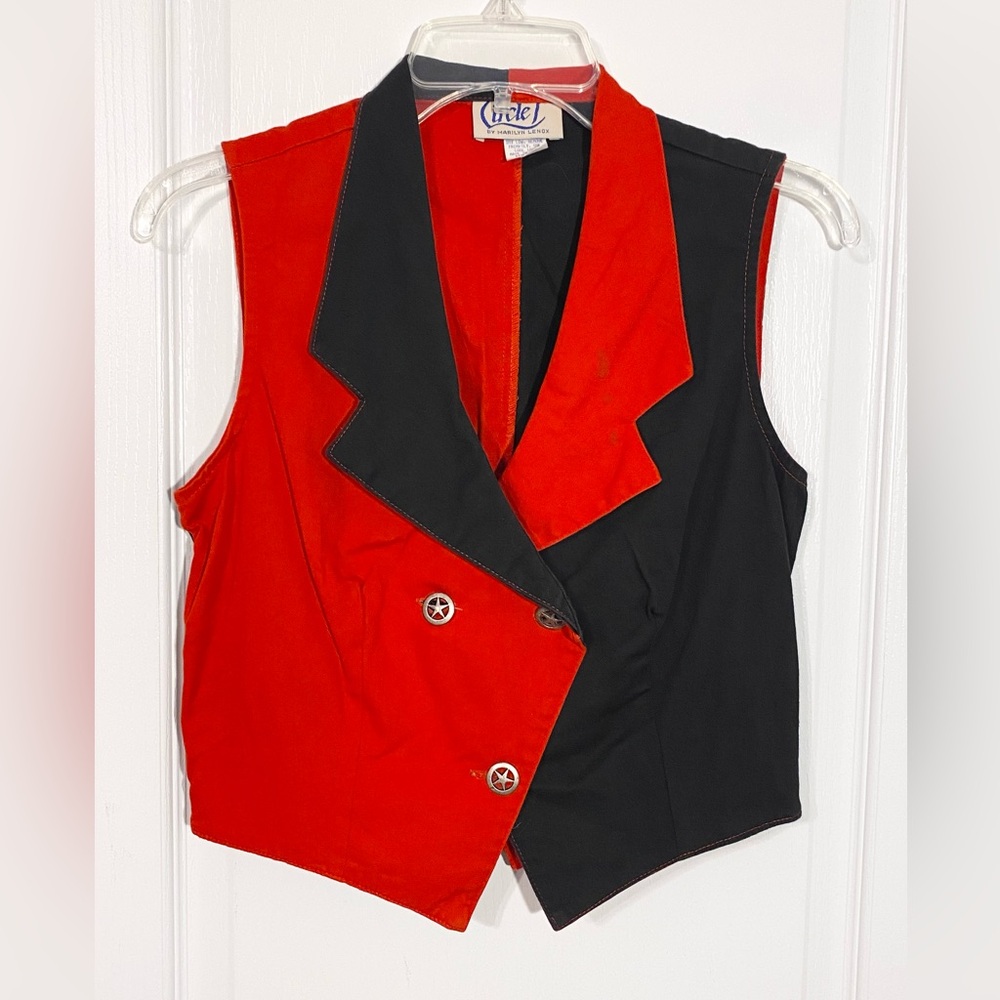 Vintage Circle L Colorblock Western Vest USA MADE Red Black Small